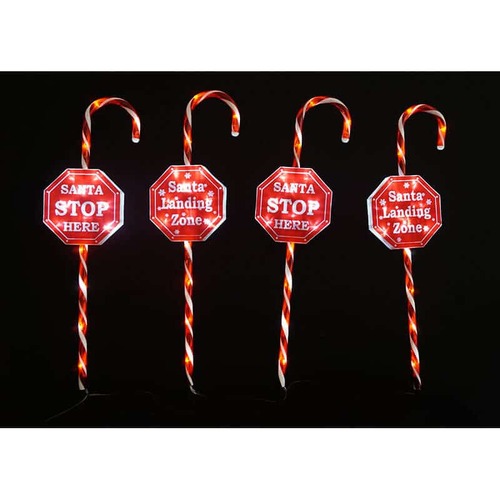 LED Candy Cane Stop Path Signs 4 pc