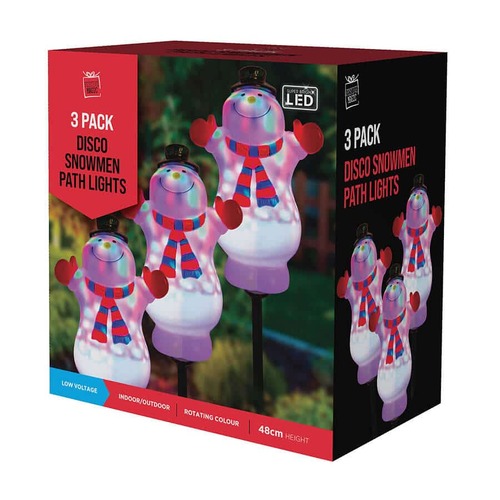 LED Disco Snowman Path Lights 3pc