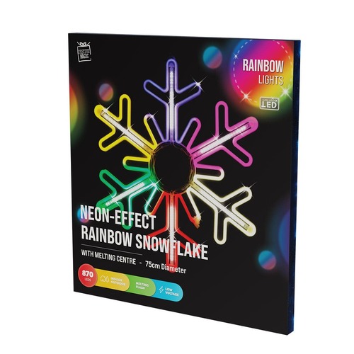 Neon Digital Rainbow Snowflake 75cm