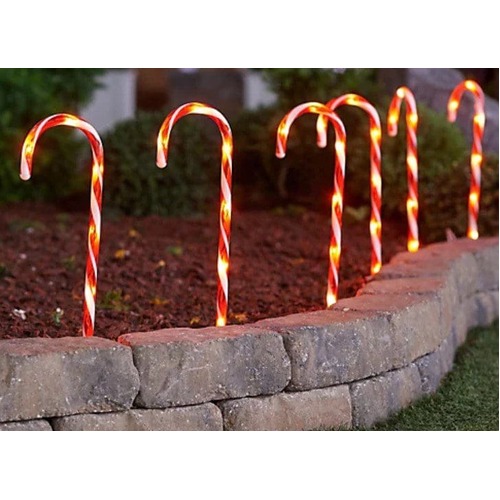 LED Candy Cane Path Lights 6pc 37cm