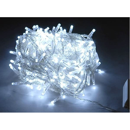 200 LED Fairy Lights White  - White Cable