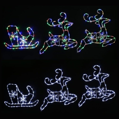LED Acrylic Wall Reindeers Sleigh Asst