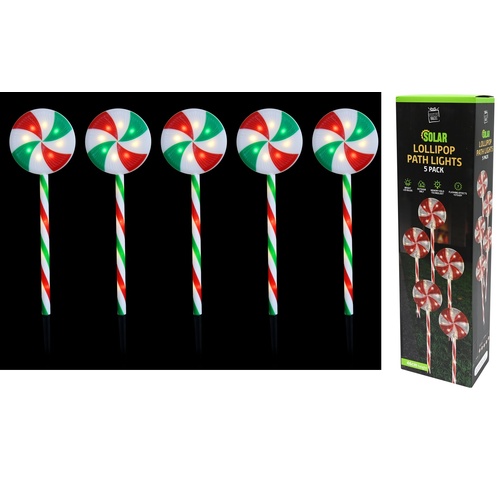 Solar LED Lollipop Path Lights 5pc 