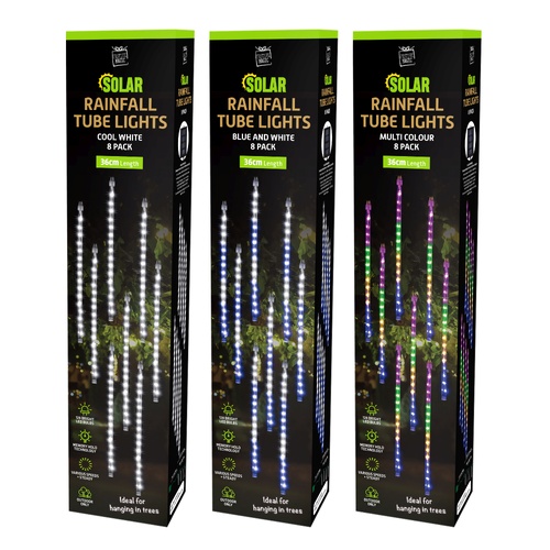 Solar Rainfall Tube Lights 8pc 36cm