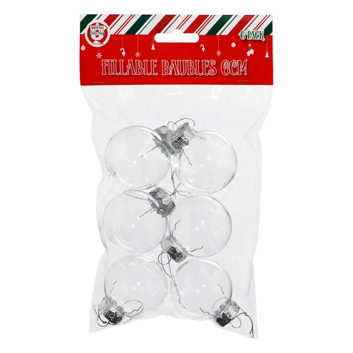 Fillable Bauble 6cm 6pk