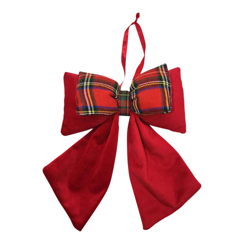 Velvet Bow Red with Check