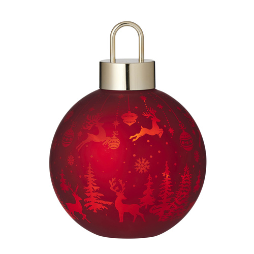 Led Glass Bauble Red 15x21cm