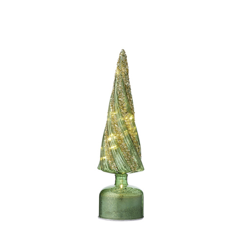 LED Cone Tree 34cm Green/Gold