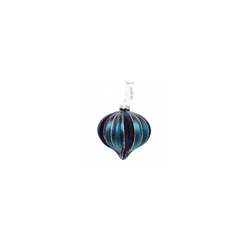Glass Bauble  Onion 10cm Blue