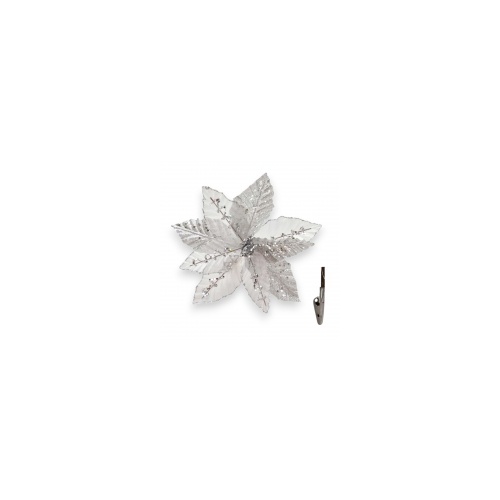 Silver Poinsettia with Clip