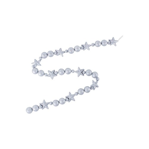 FOAM BAUBLE STAR GARLAND SILVER 150 X 6 X 6CM..