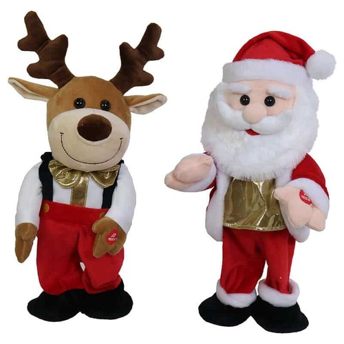 Singing Plush Sant or Reindeer 33cm