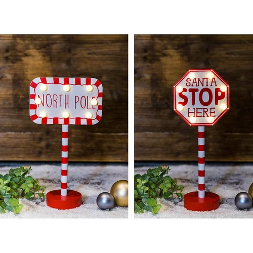 Light Up Stop Here Sign 30cm
