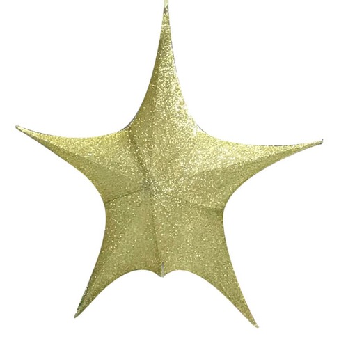 Pop-Up Tinsel Star 80cm Gold..