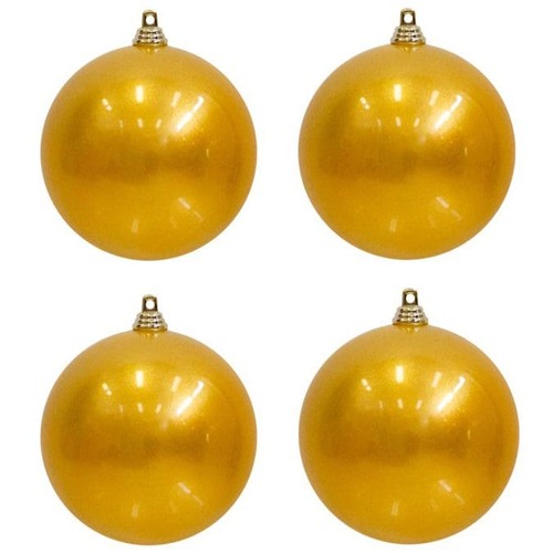 Baubles 100mm 4pk UV Stable Gold..