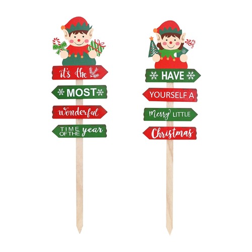 Elf Arrow Sign Yard Stake 75cm Asst