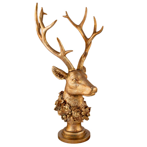 Gold Deer Head on Stand