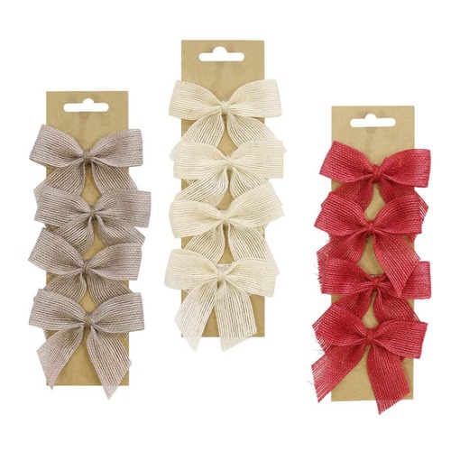 Fabric Gift Bows 4pk Asst..