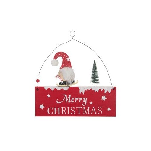 Merry Xmas Hanger Wood 24x26cm Red ..