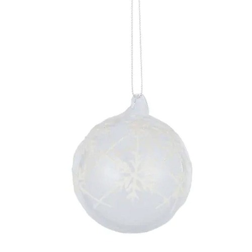 Frosty Bauble Glass 8cm White..