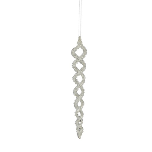 Icicle Twist Glass Orn 25x4cm Clear..