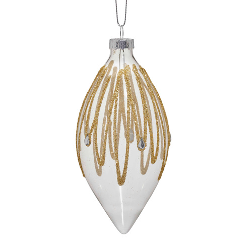 14cm Glass Teardrop with Gold Gltter and Jewels