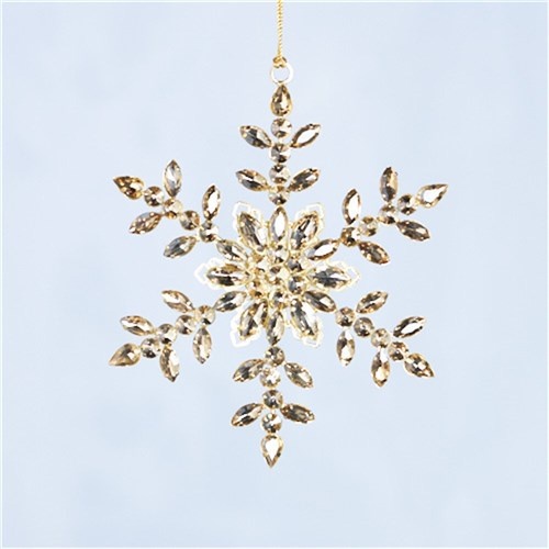 Glass Snowflake 15cm Amber